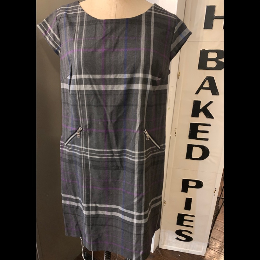NWT R&K Gray Plaid Dress sz 14